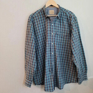 Tommy Bahama Men's Button-Up Shirt 2XL Multicolor Plaid 100% Cotton Long Sleeves